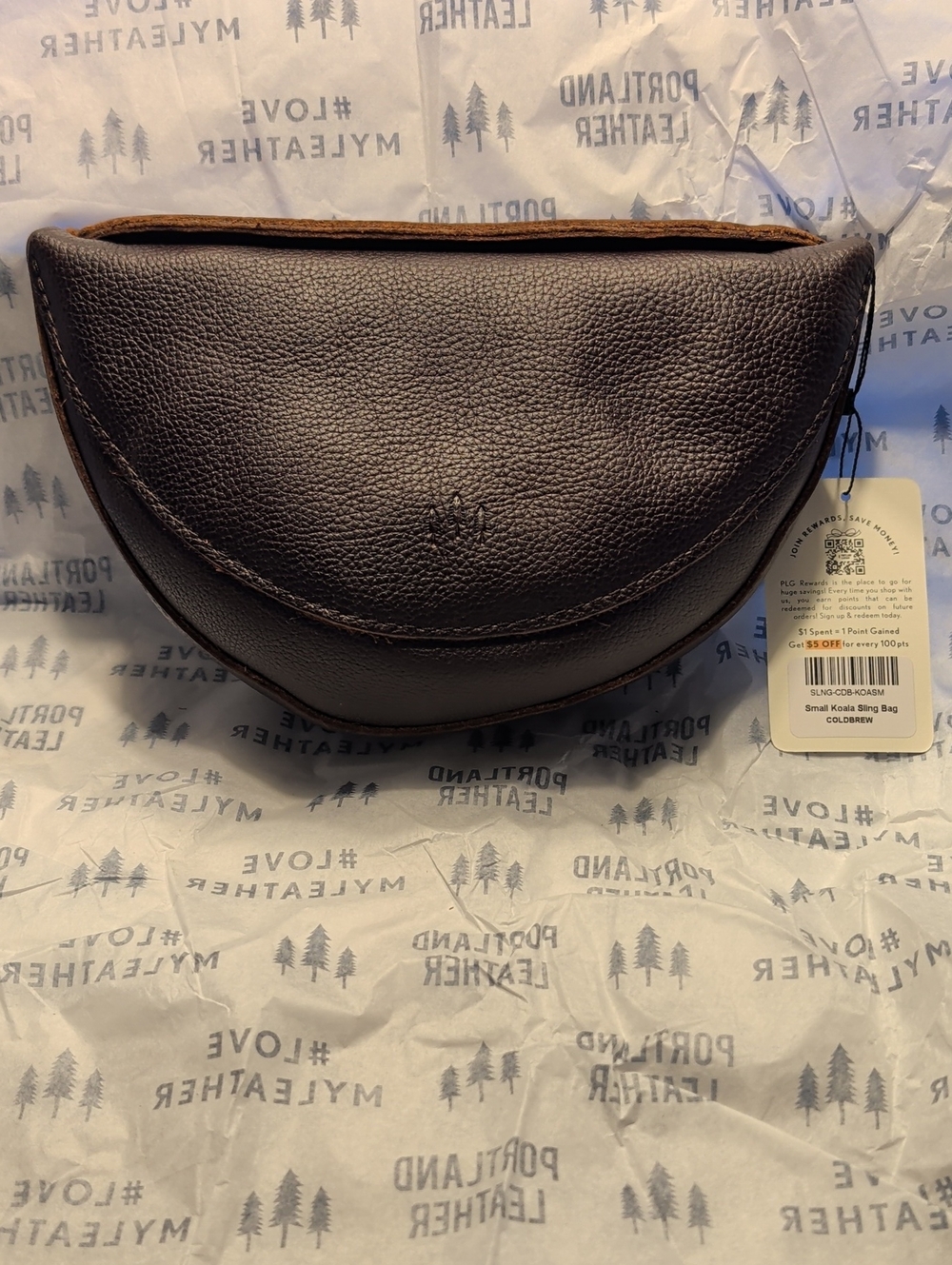 Portland Leather Small Koala Sling Bag Coldbrew New With Tags